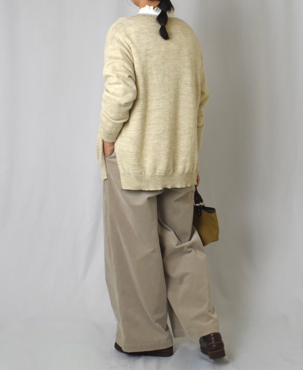 GNSL24521(ニット) 7GG 1PLY SHETLAND WOOL/LINEN CREW-NECK SIDE SLIT PULLOVER