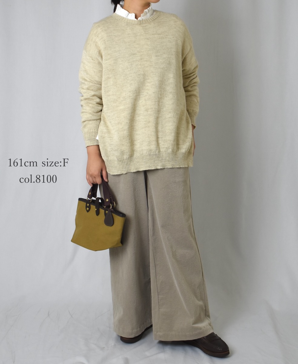 GNSL24521(ニット) 7GG 1PLY SHETLAND WOOL/LINEN CREW-NECK SIDE SLIT PULLOVER