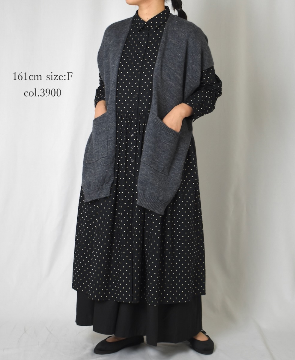 GNSL24524(ニット) 7GG 1PLY SHETLAND WOOL/LINEN CAPE WITH POCKET