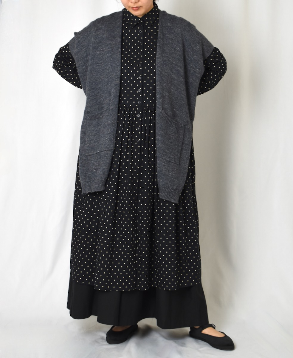 GNSL24524(ニット) 7GG 1PLY SHETLAND WOOL/LINEN CAPE WITH POCKET