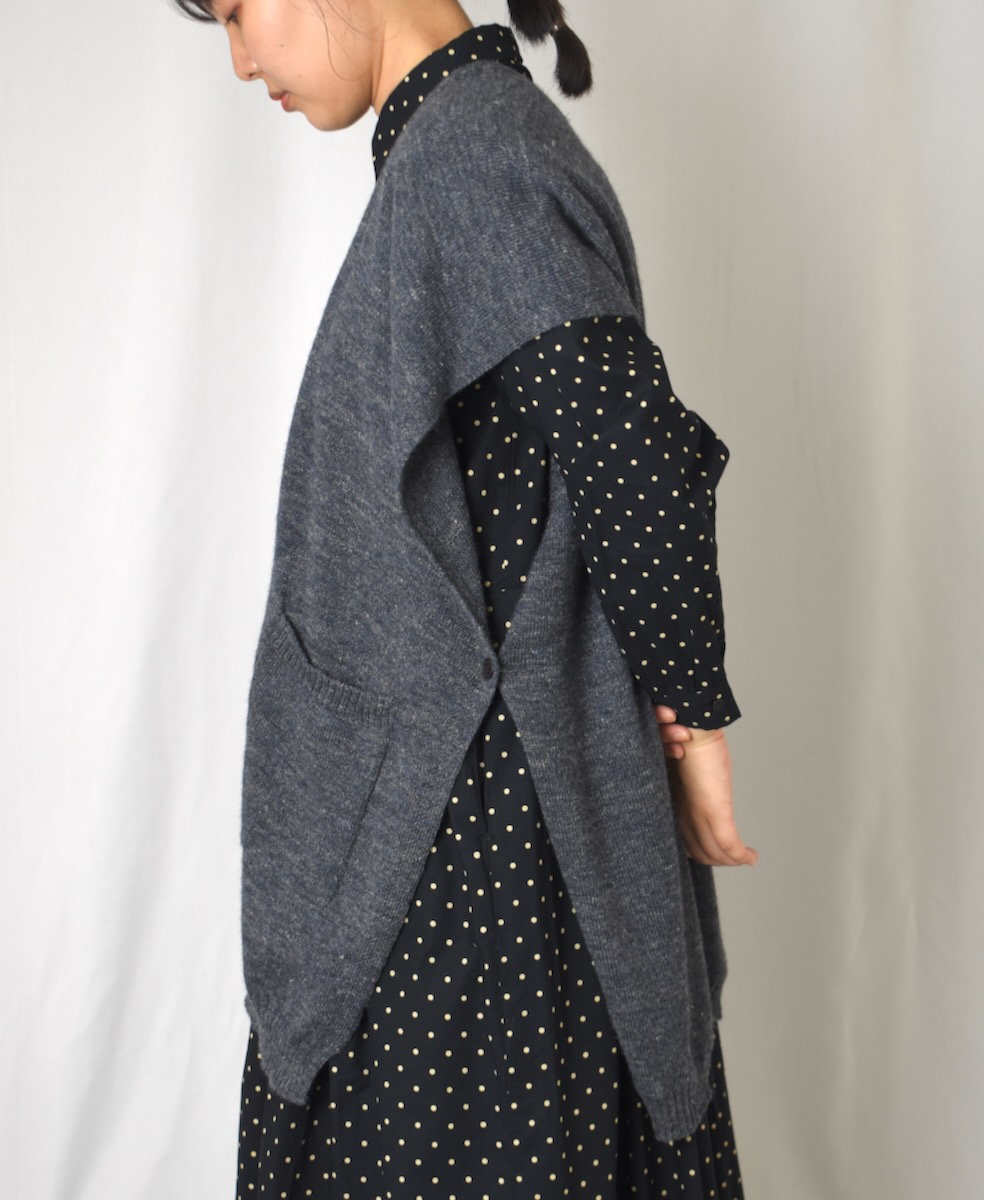 GNSL24524(ニット) 7GG 1PLY SHETLAND WOOL/LINEN CAPE WITH POCKET