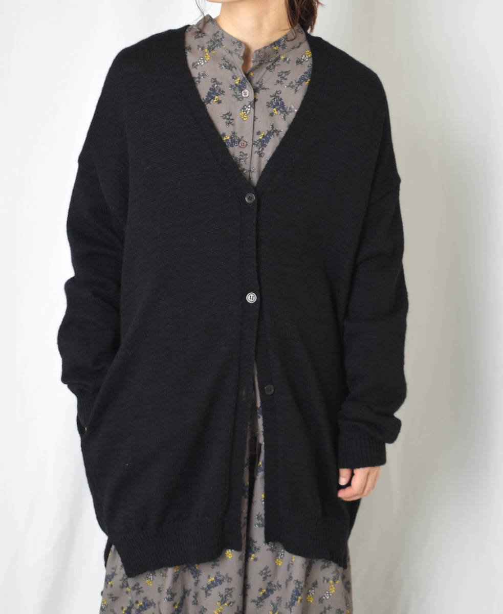 GNSL24523(ニット) 7GG 1PLY SHETLAND WOOL/LINEN V-NECK CARDIGAN