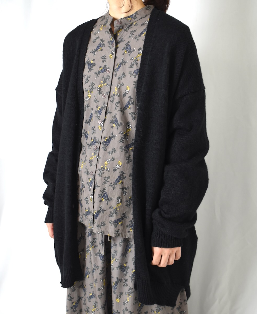 GNSL24523(ニット) 7GG 1PLY SHETLAND WOOL/LINEN V-NECK CARDIGAN