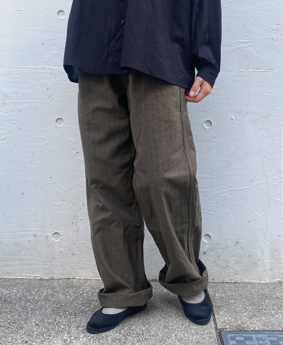 NAM1203HR(パンツ) HEAVY COTTON HERRINGBONE ONE-TUCK PANTS