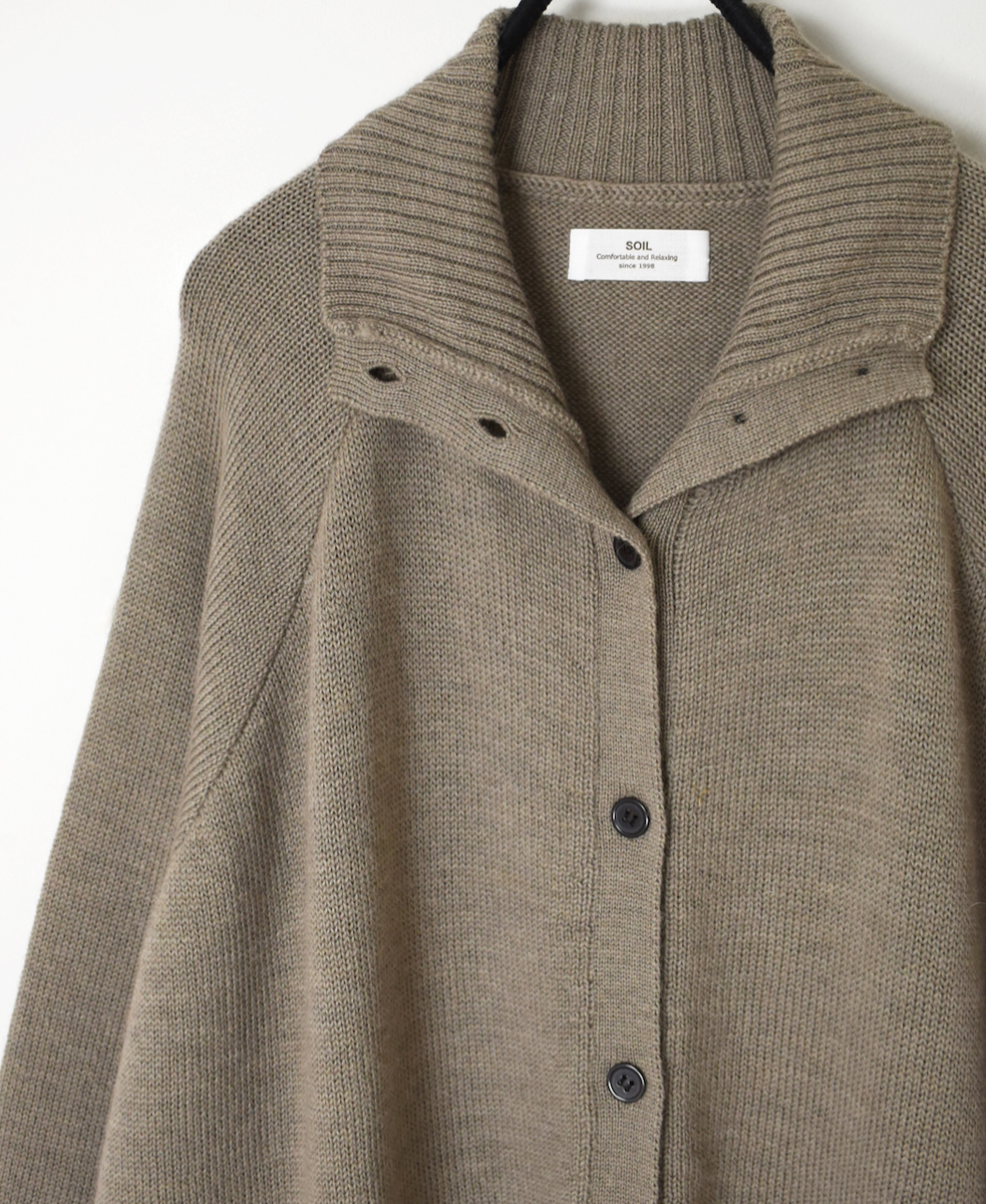 GNSL22703 (カーディガン) 7GG 2PLY PLAIN STITCH COTSWOLDS TURTLE NECK BUTTON LONG CARDIGAN