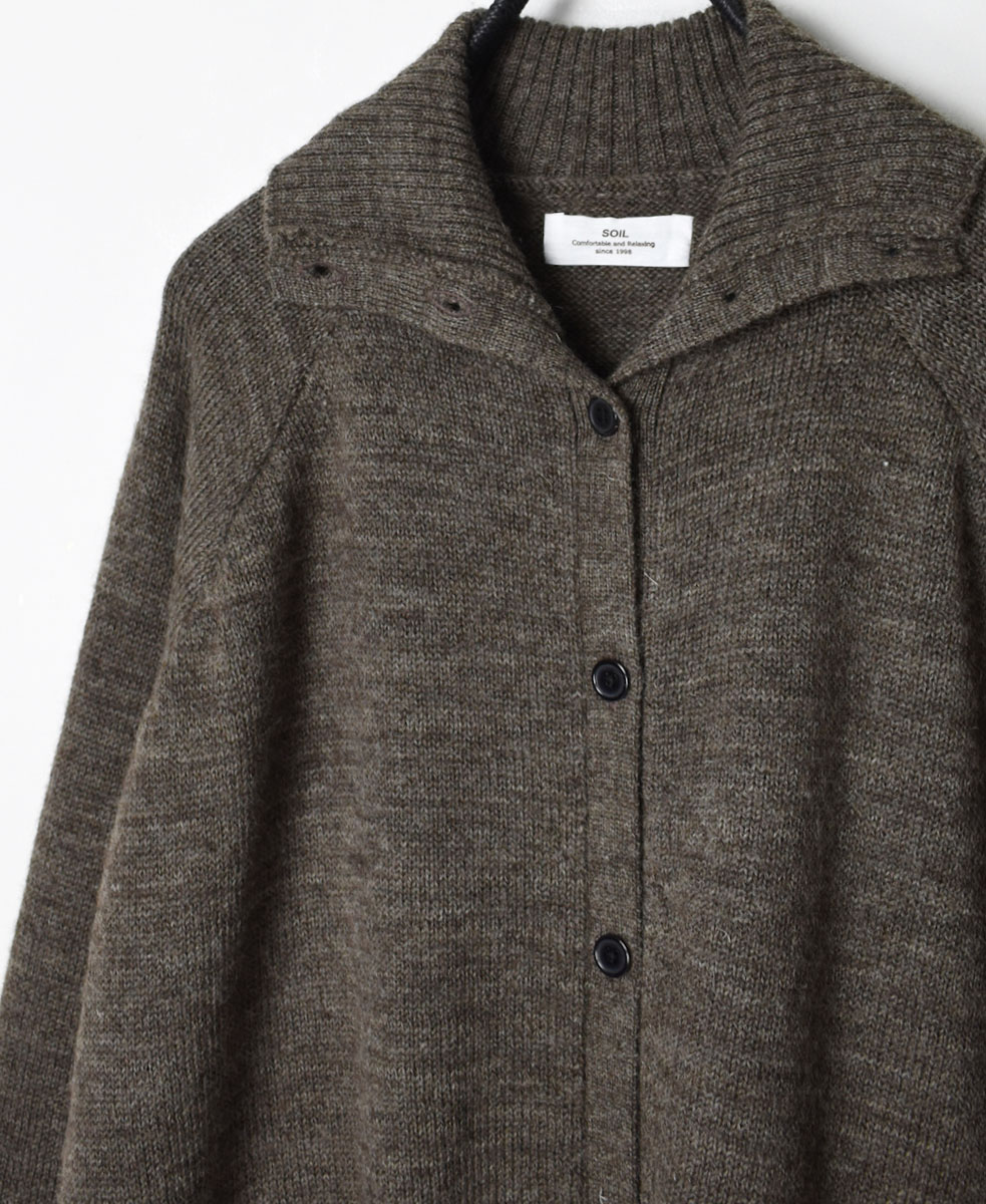 GNSL22703 (カーディガン) 7GG 2PLY PLAIN STITCH COTSWOLDS TURTLE NECK BUTTON LONG CARDIGAN