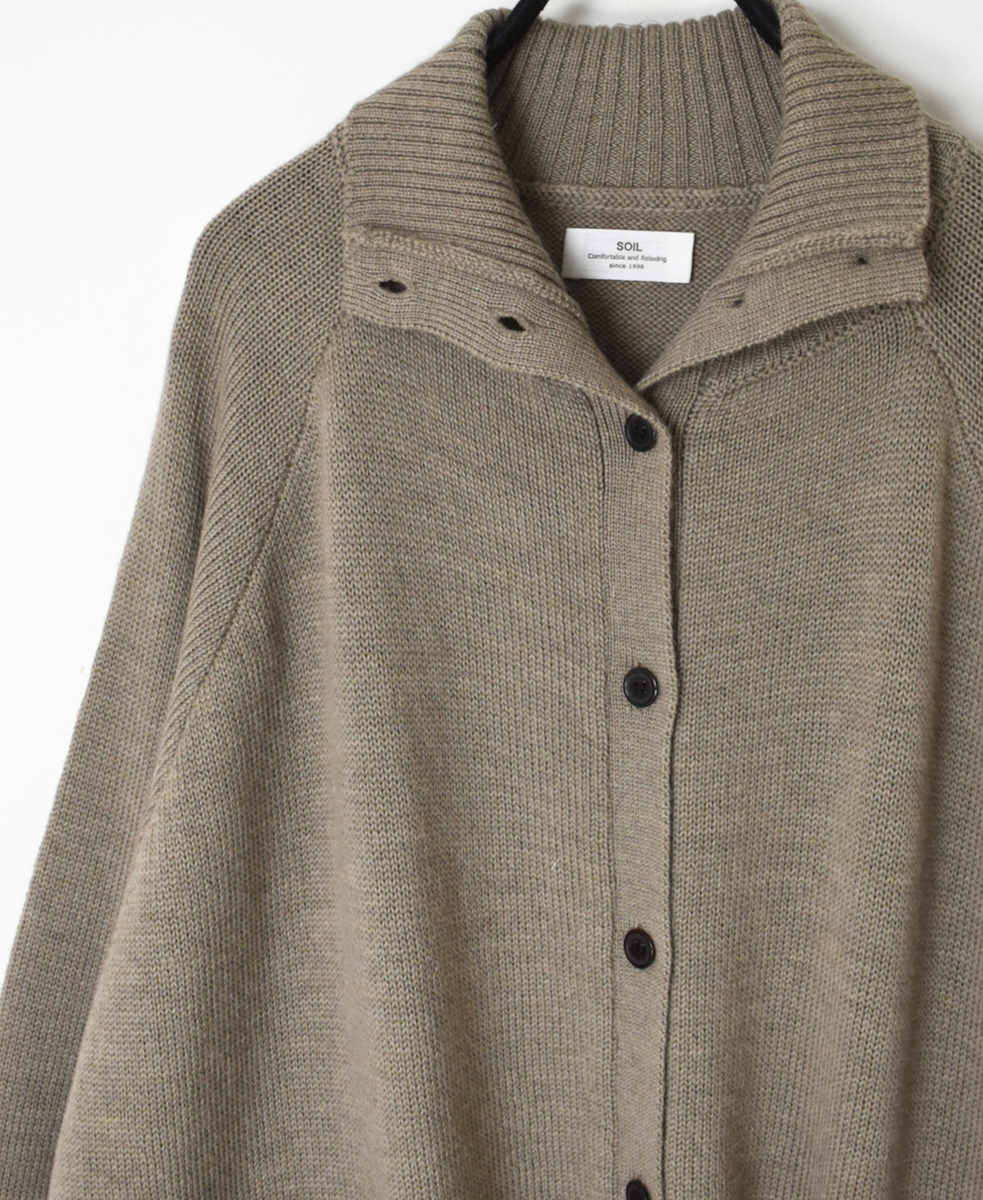 GNSL23801 (カーディガン) 7GG 2PLY PLAIN STITCH COTSWOLDS TURTLE NECK BUTTON CARDIGAN