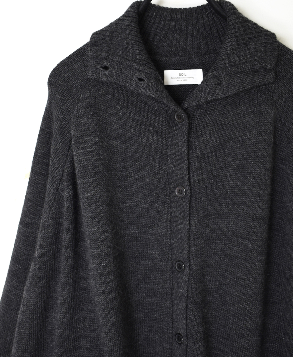 GNSL23801 (カーディガン) 7GG 2PLY PLAIN STITCH COTSWOLDS TURTLE NECK BUTTON CARDIGAN