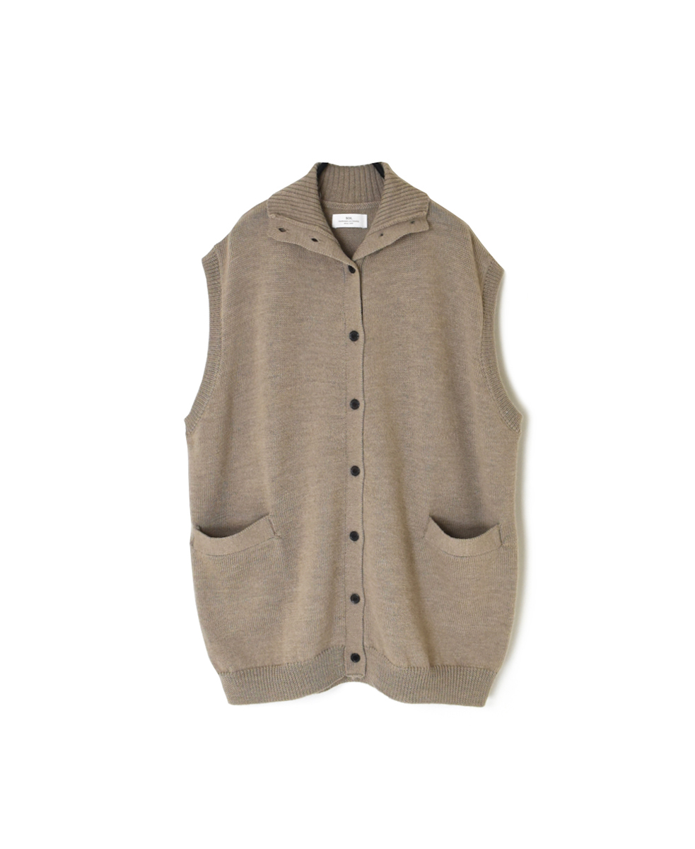 GNSL24501(ベスト) 7GG 2PLY PLAIN STITCH COTSWOLDS TURTLE NECK BUTTON VEST