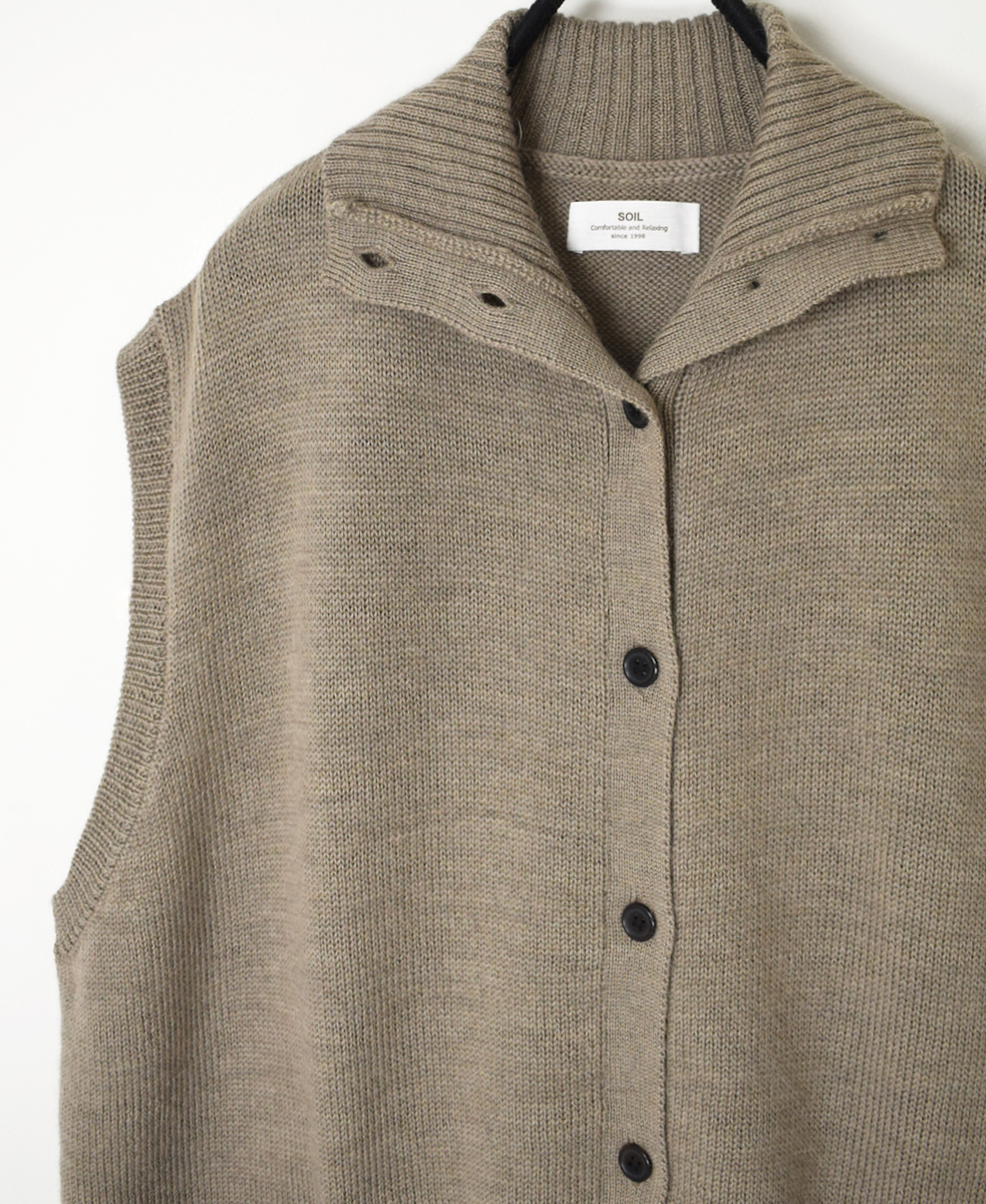 GNSL24501(ベスト) 7GG 2PLY PLAIN STITCH COTSWOLDS TURTLE NECK BUTTON VEST