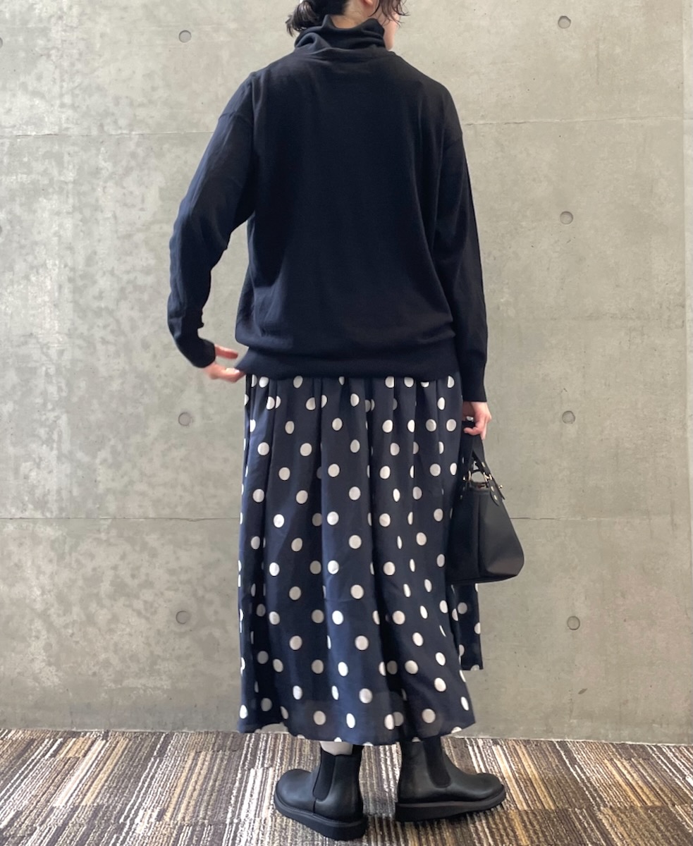 NMDS24522P(スカート) BANGALORE SILK DOT PRINT RAJASTHAN TUCK GATHERED SKIRT WITH LINING