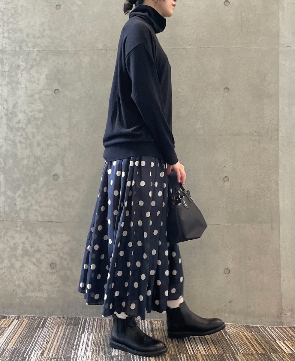 NMDS24522P(スカート) BANGALORE SILK DOT PRINT RAJASTHAN TUCK GATHERED SKIRT WITH LINING