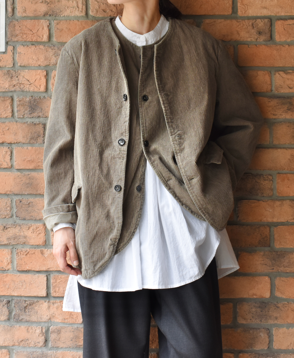 NVL1751C9D (ジャケット) 9WALES CORDUROY/60'S ORGANIC CAMBRIC SIDE VENTS NO COLLAR JACET