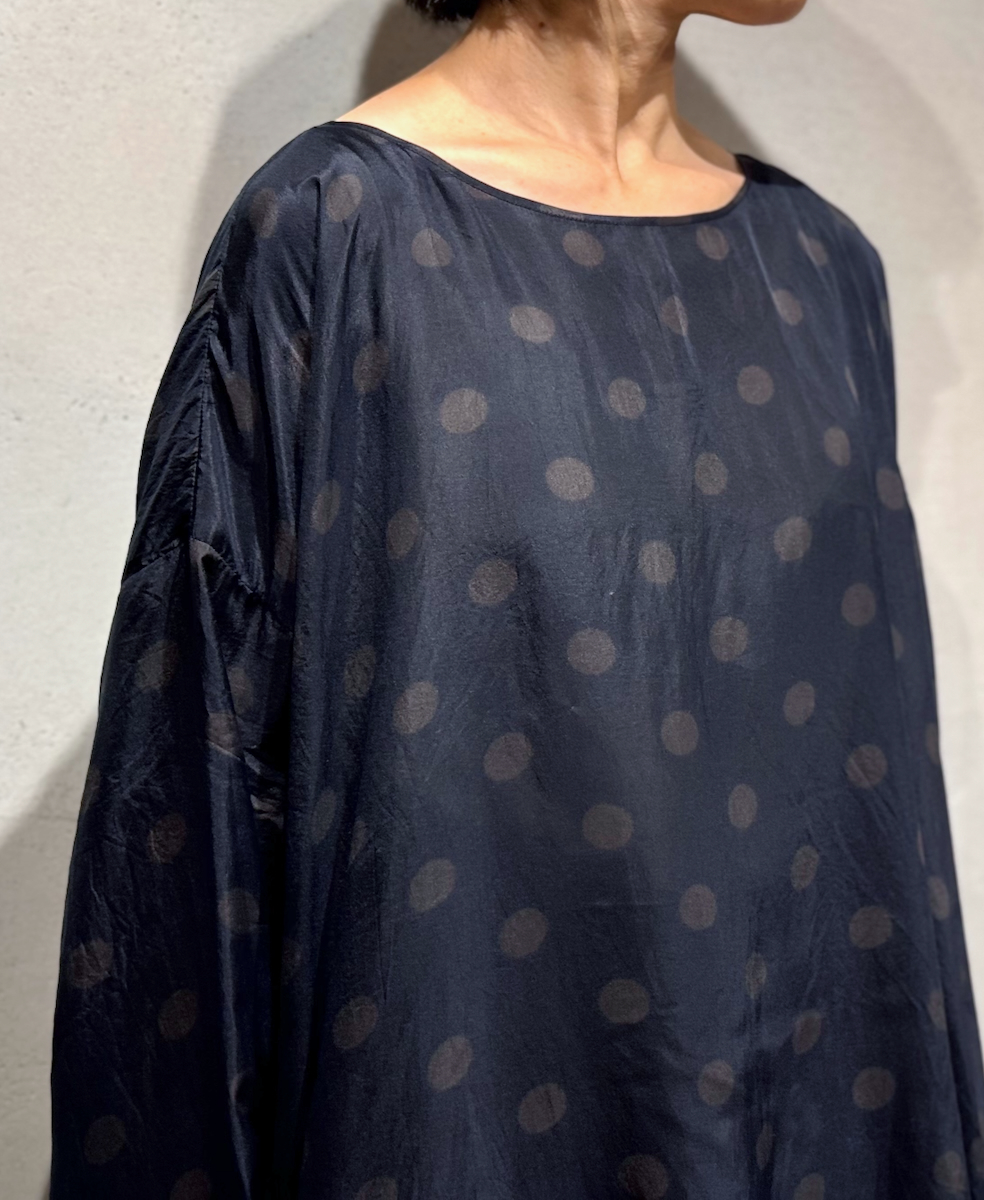 NMDS24521P(チュニック) BANGALORE SILK DOT PRINT DROP SHOULDER TUNIC