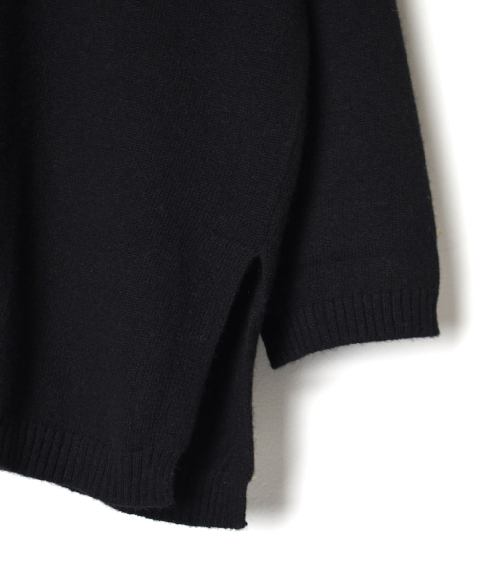 NMDSN2251D(ニット) 12GG PLAIN STITCH DROP SHOULDER POLO NECK WITH SLIT