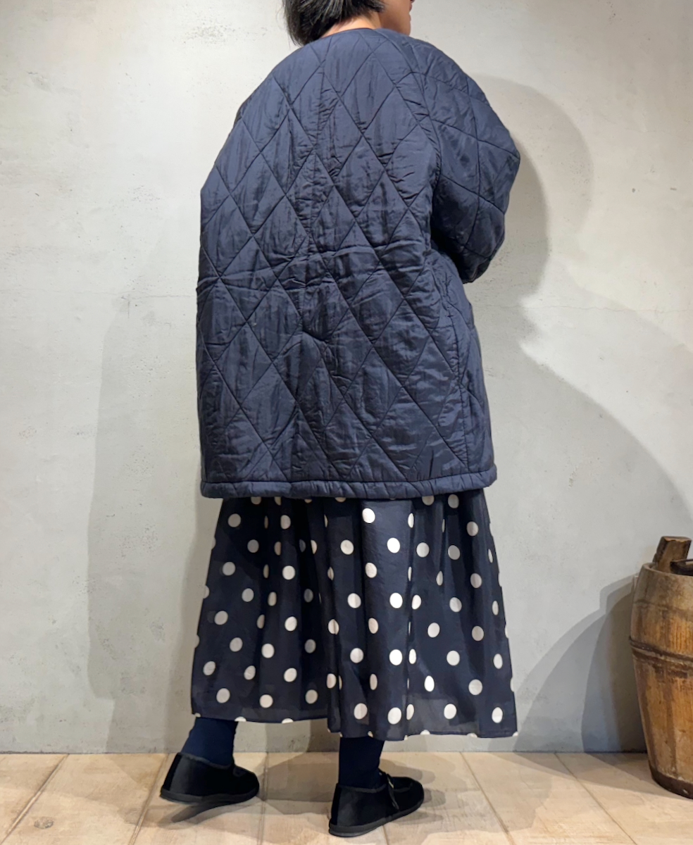 NMDS24512(コート) PADDED SILK PLAIN FRONT BUTTON HALF COAT