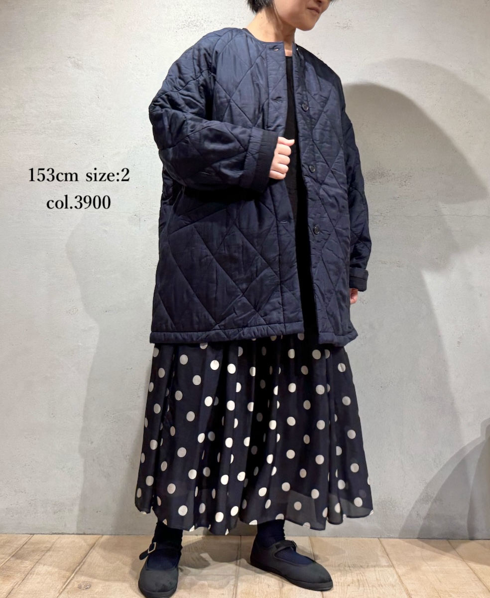 NMDS24512(コート) PADDED SILK PLAIN FRONT BUTTON HALF COAT