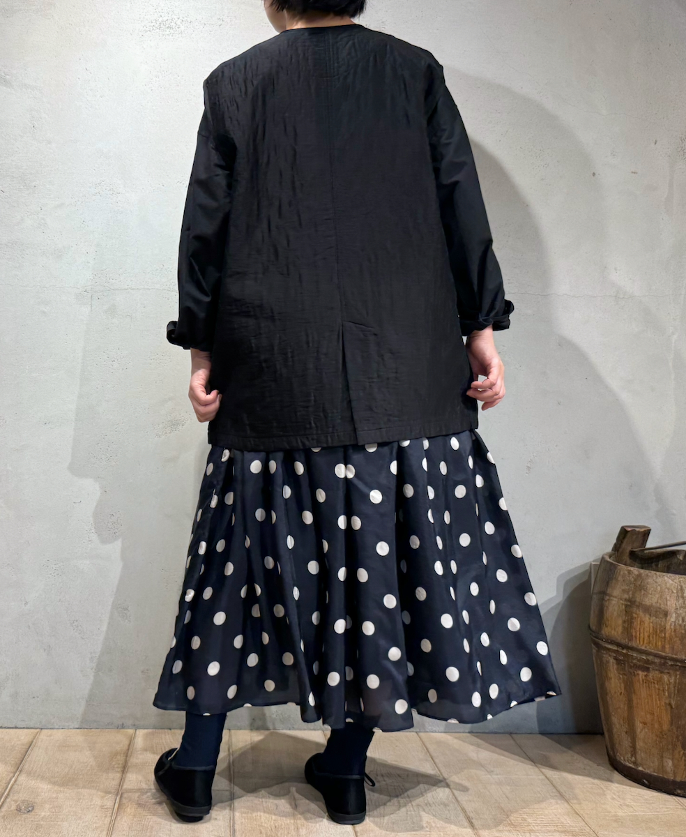 NMDS24522P(スカート) BANGALORE SILK DOT PRINT RAJASTHAN TUCK GATHERED SKIRT WITH LINING