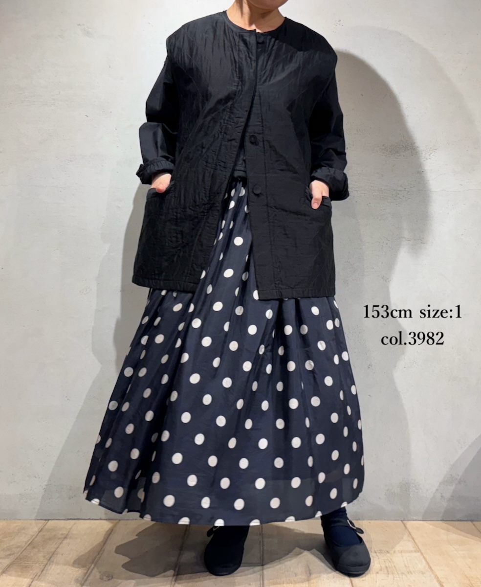 NMDS24522P(スカート) BANGALORE SILK DOT PRINT RAJASTHAN TUCK GATHERED SKIRT WITH LINING