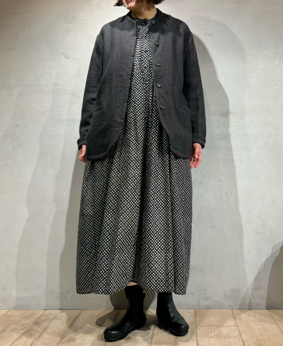 NMDS24551(ジャケット) WOOL/COTTON STAND COLLAR FLY FRONT JACKET