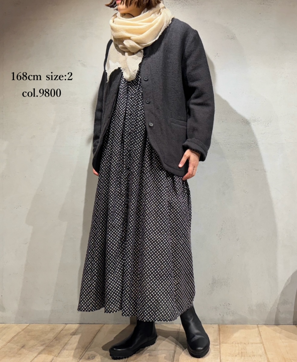 NMDS24551(ジャケット) WOOL/COTTON STAND COLLAR FLY FRONT JACKET