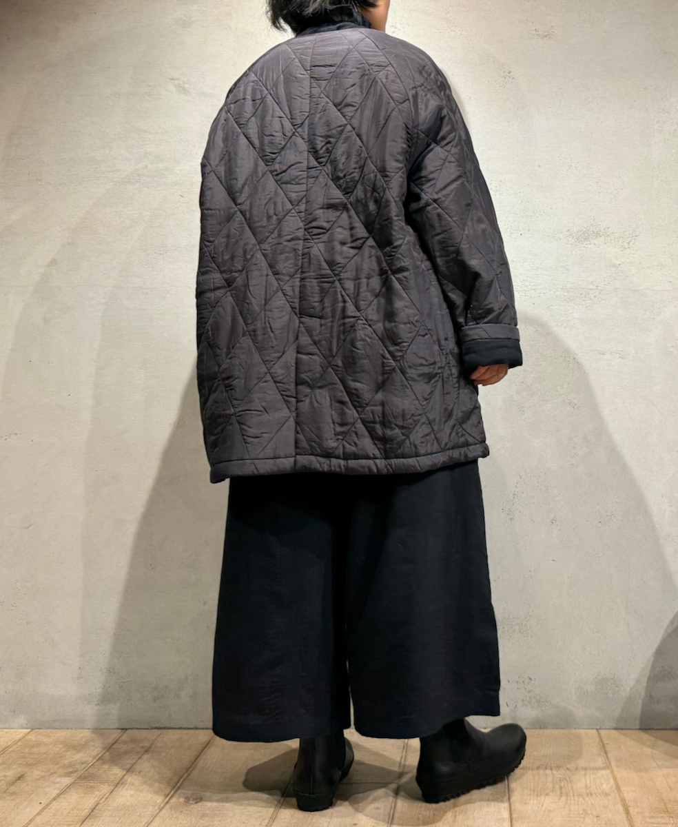 NMDS24512(コート) PADDED SILK PLAIN FRONT BUTTON HALF COAT