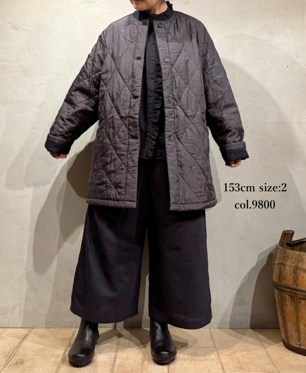 NMDS24512(コート) PADDED SILK PLAIN FRONT BUTTON HALF COAT