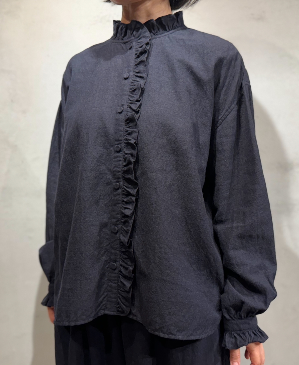 INMDS24741(シャツ) WOOL/COTTON/SILK PLAIN FRILL COLLAR SHIRT