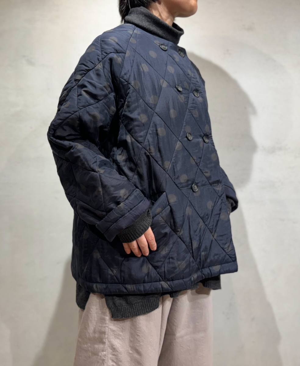 NMDS23542P (ジャケット) PADDED SILK PRINT NO COLLAR DOUBLE JACKET