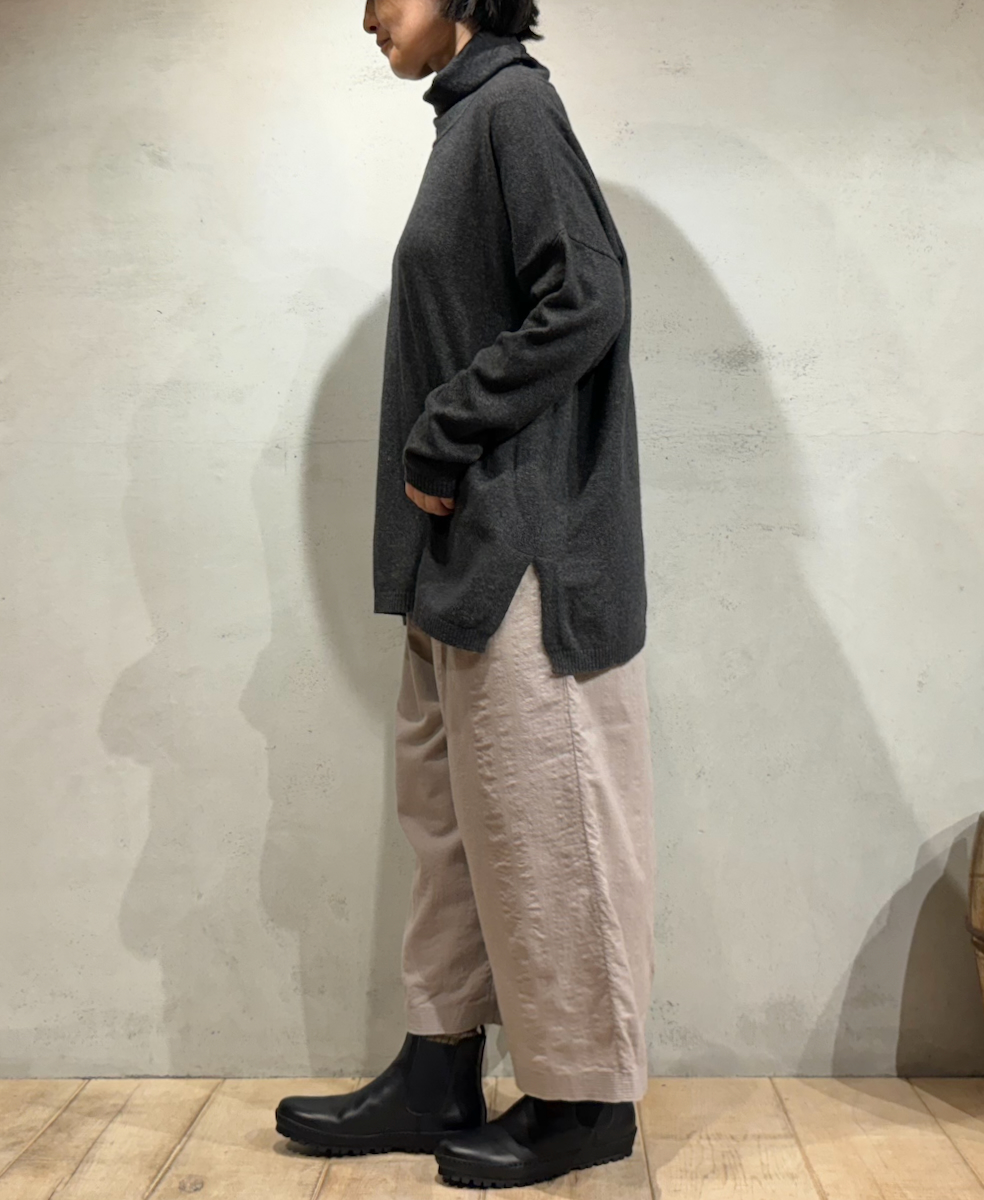 NMDSN2251D(ニット) 12GG PLAIN STITCH DROP SHOULDER POLO NECK WITH SLIT