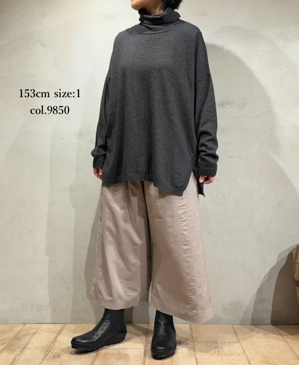 NMDSN2251D(ニット) 12GG PLAIN STITCH DROP SHOULDER POLO NECK WITH SLIT