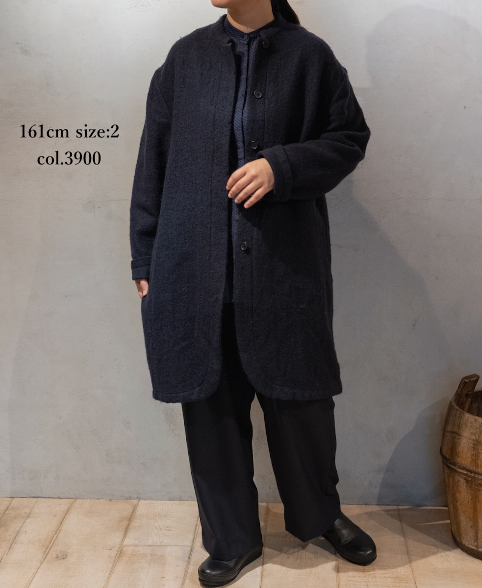 NMDS24552(コート) WOOL/COTTON STAND COLLAR FLY FRONT COAT