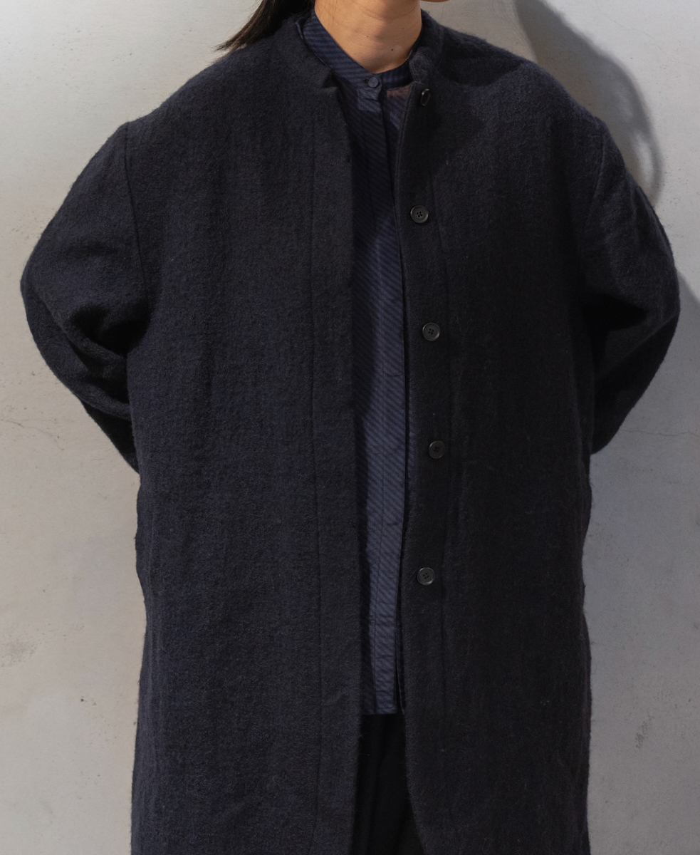 NMDS24552(コート) WOOL/COTTON STAND COLLAR FLY FRONT COAT