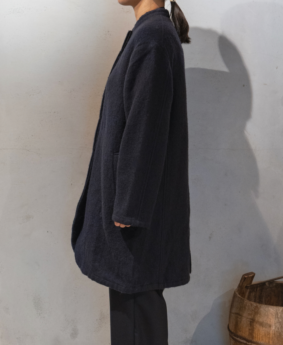 NMDS24552(コート) WOOL/COTTON STAND COLLAR FLY FRONT COAT