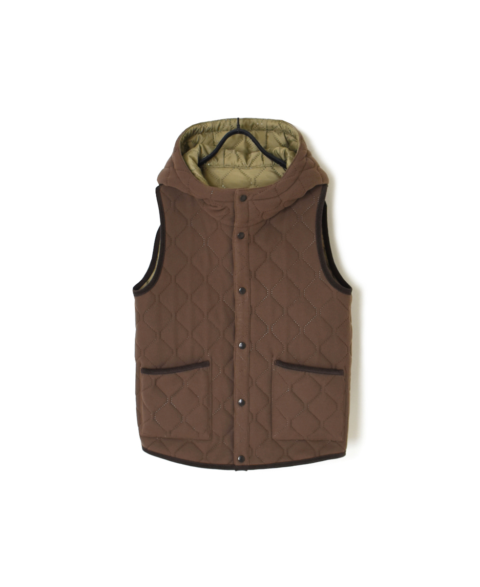 NAM1751(ベスト) POLYxFLEECE HEAT QUILT REVERSIBLE HIGH COLLAR HOODED VEST