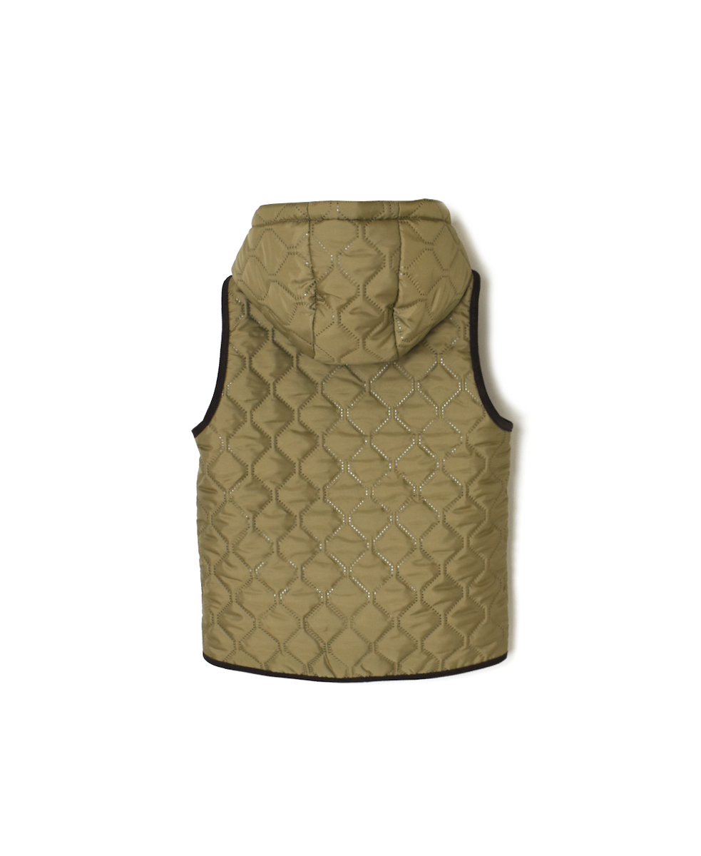 NAM1751(ベスト) POLYxFLEECE HEAT QUILT REVERSIBLE HIGH COLLAR HOODED VEST