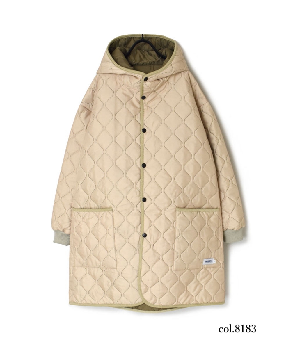 NAM2352PP (コート) POLY×POLY HEAT QUILT OVERSIZED MID-LENGTH HOODED COAT WITH RIBBED CUFF