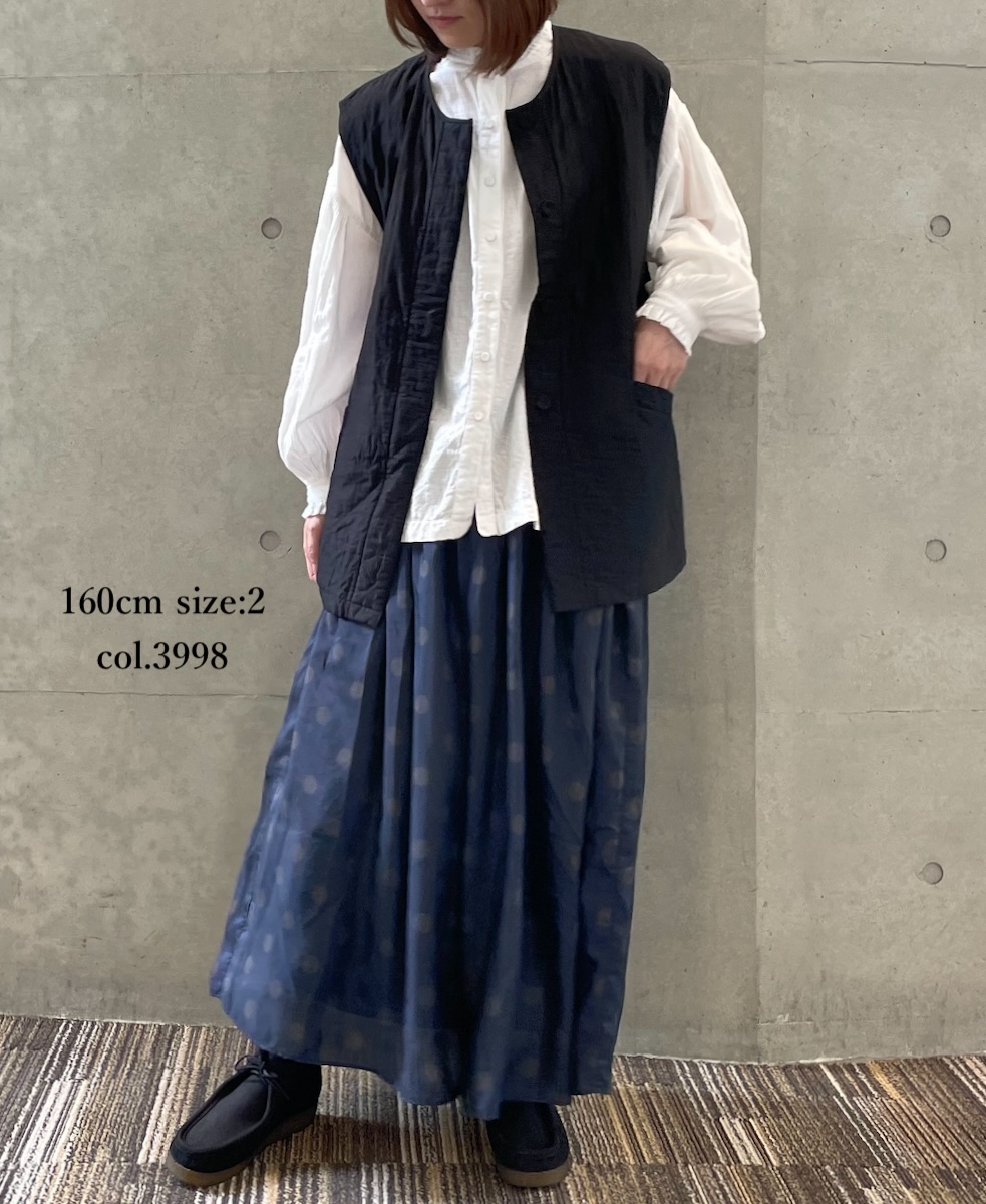 NMDS24522P(スカート) BANGALORE SILK DOT PRINT RAJASTHAN TUCK GATHERED SKIRT WITH LINING