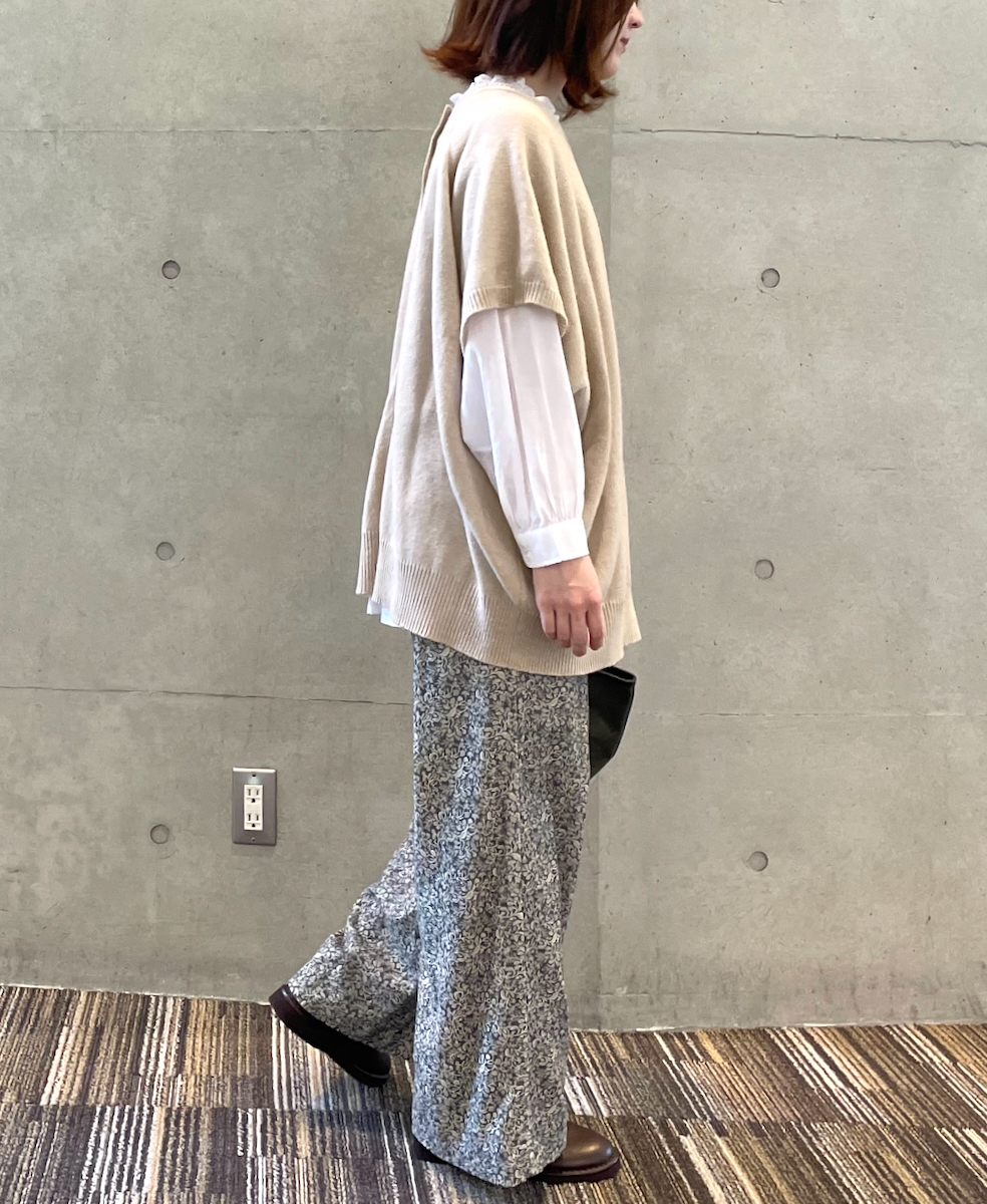 NSL24535(パンツ) CORDUROY FLOWER PRINT WIDE EASY PANTS