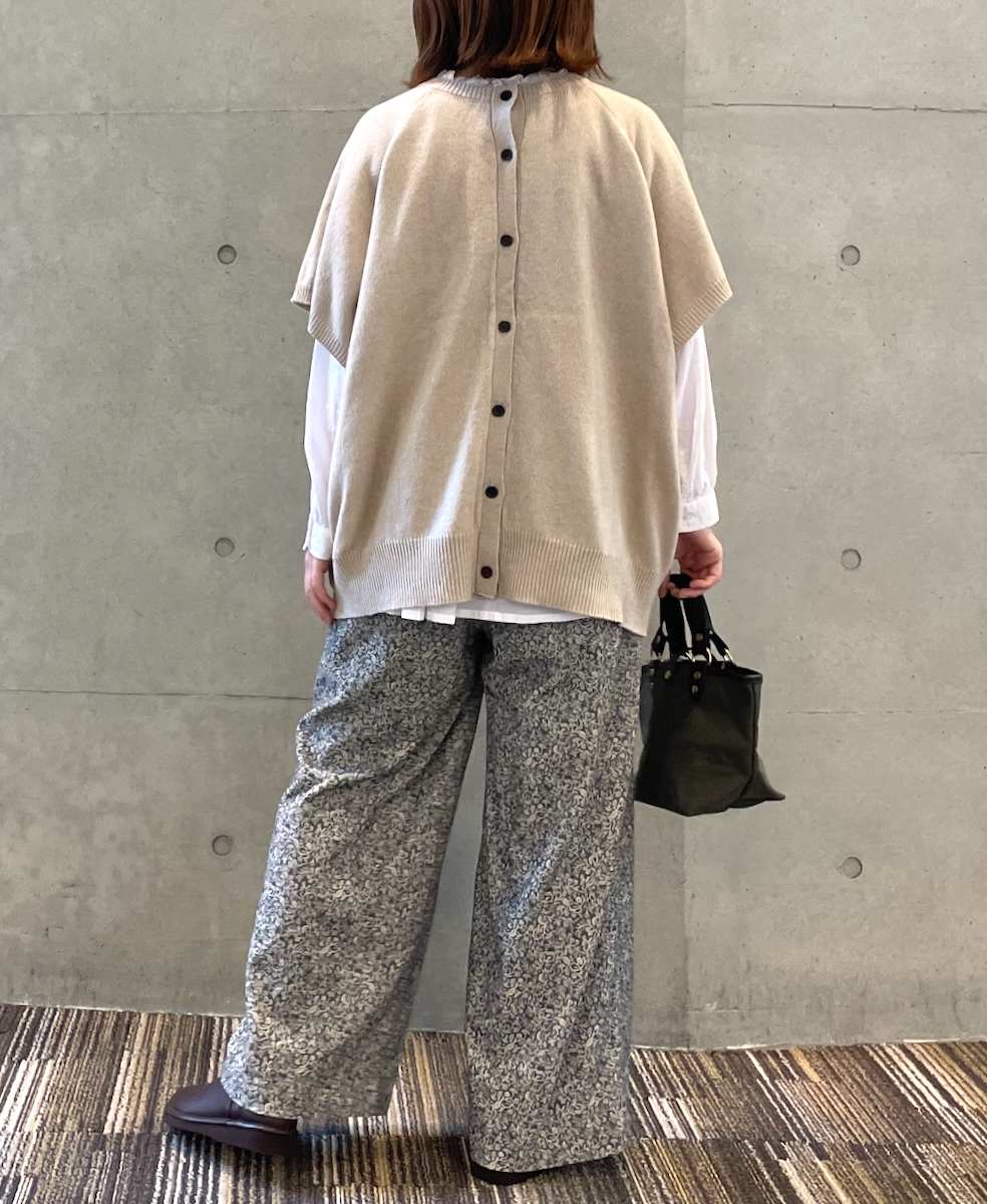 NSL24535(パンツ) CORDUROY FLOWER PRINT WIDE EASY PANTS