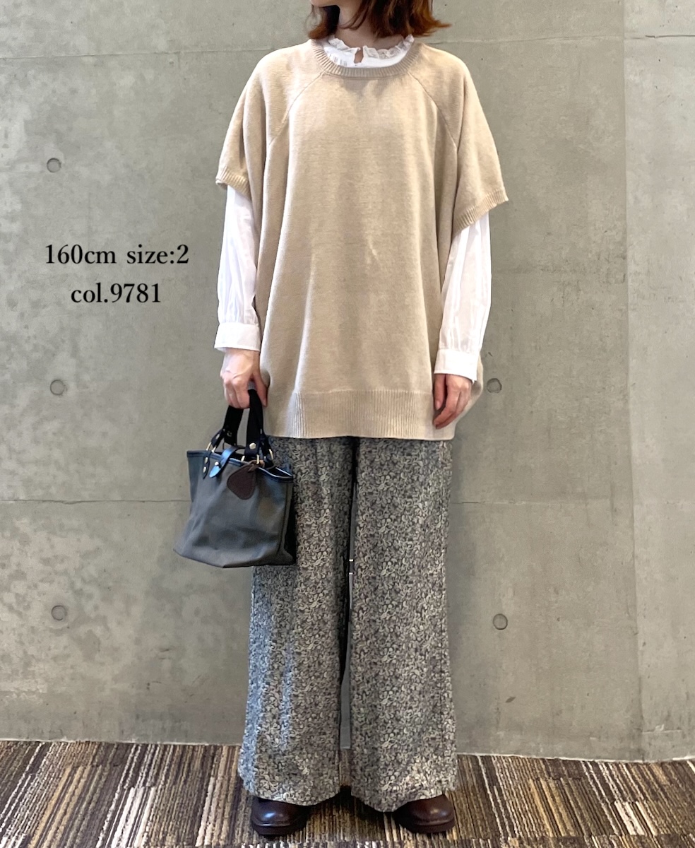 NSL24535(パンツ) CORDUROY FLOWER PRINT WIDE EASY PANTS