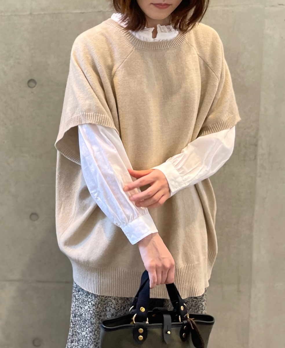 GNSL24513(ニット) 7GG 1PLY WOOL/POLYESTER 2WAY FRENCH/SL CREW-NECK PULLOVER