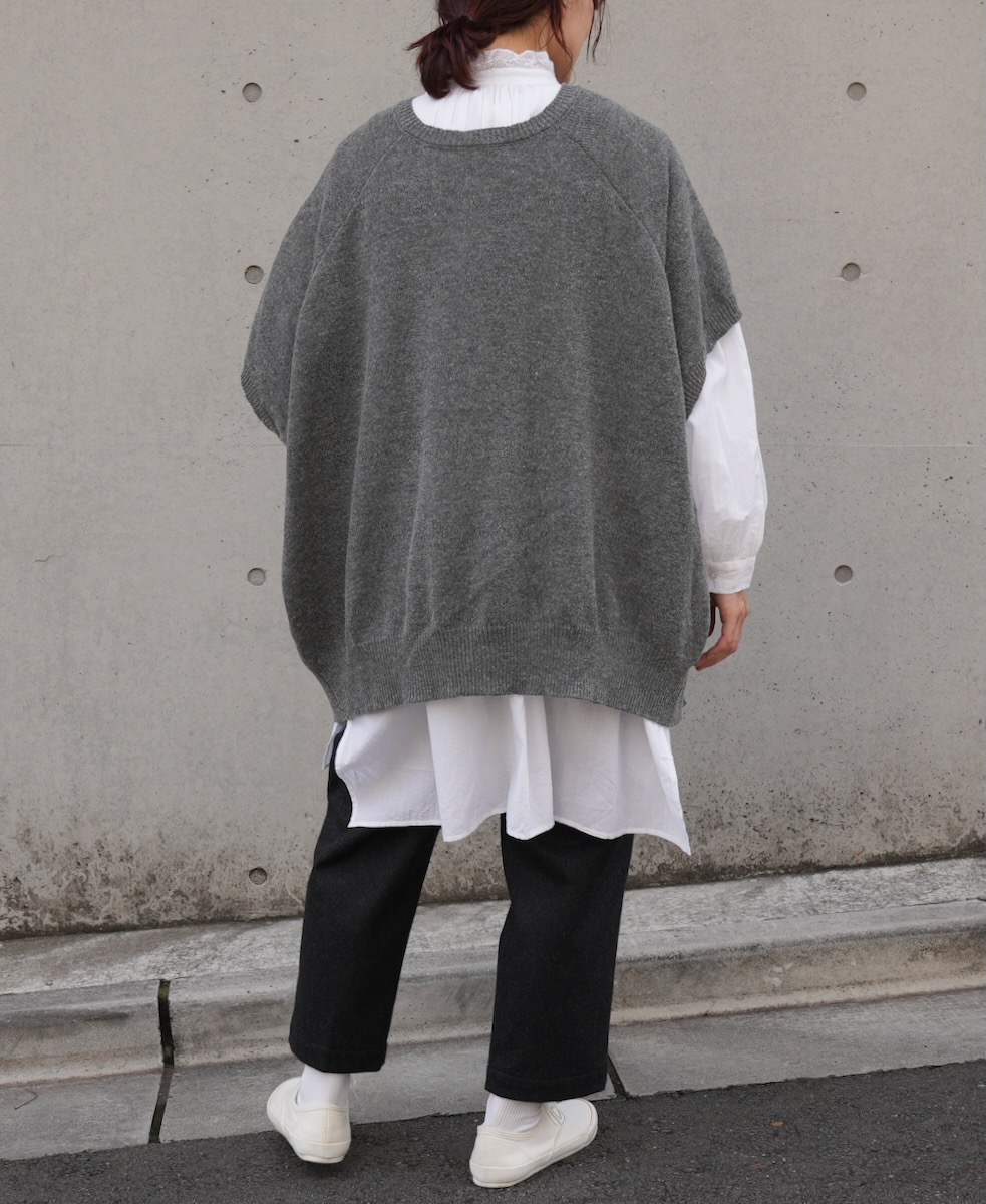 GNSL24513(ニット) 7GG 1PLY WOOL/POLYESTER 2WAY FRENCH/SL CREW-NECK PULLOVER