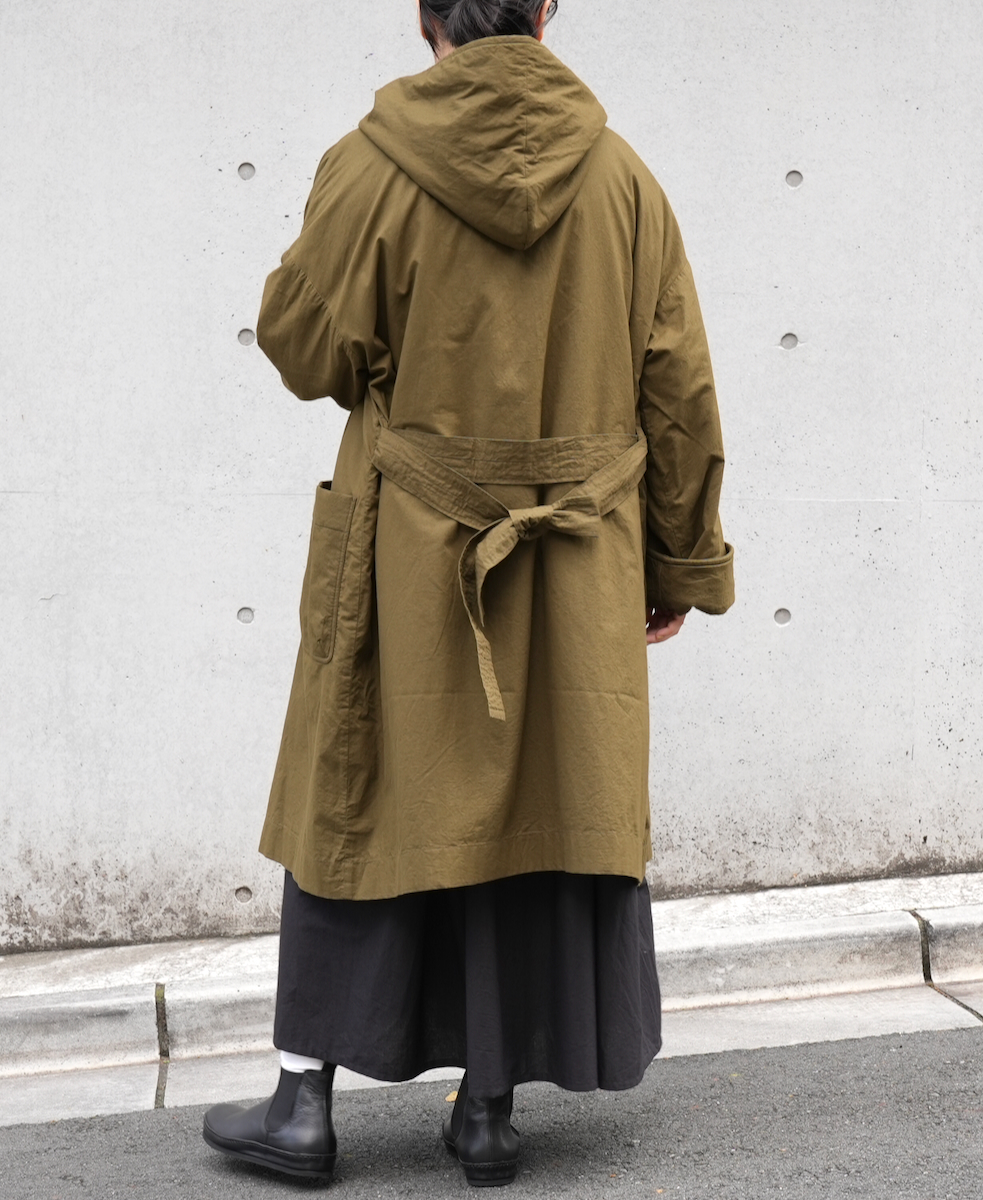 NSL24522(コート) 40s POPLIN PLAIN REVERSIBLE HOODED LONG COAT WITH BELT