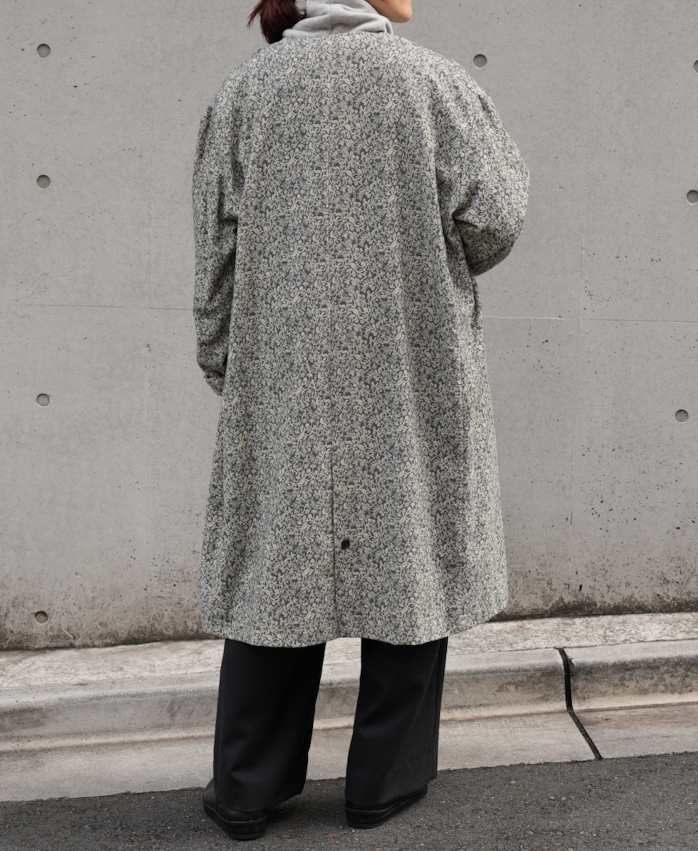 NSL24532(ジャケット) CORDUROY FLOWER PRINT NO COLLAR DOUBLE LONG JACKET