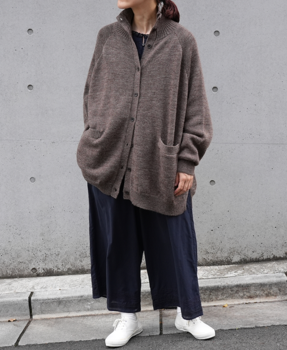 GNSL23801 (カーディガン) 7GG 2PLY PLAIN STITCH COTSWOLDS TURTLE NECK BUTTON CARDIGAN