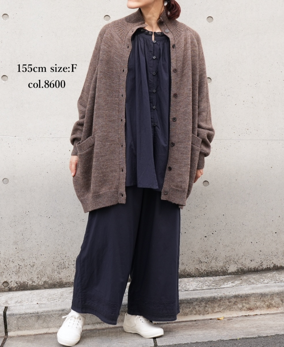 GNSL23801 (カーディガン) 7GG 2PLY PLAIN STITCH COTSWOLDS TURTLE NECK BUTTON CARDIGAN