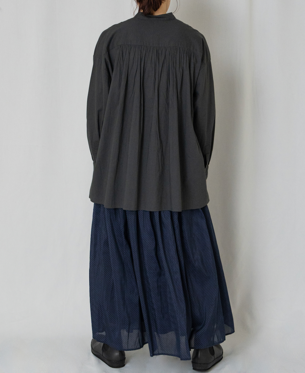 NMDS22564BS(スカート) HANDWOVEN COTTON SILK BIAS STRIPE PRINT RAJASTHAN TUCK GATHERED SKIRT WITH LINING