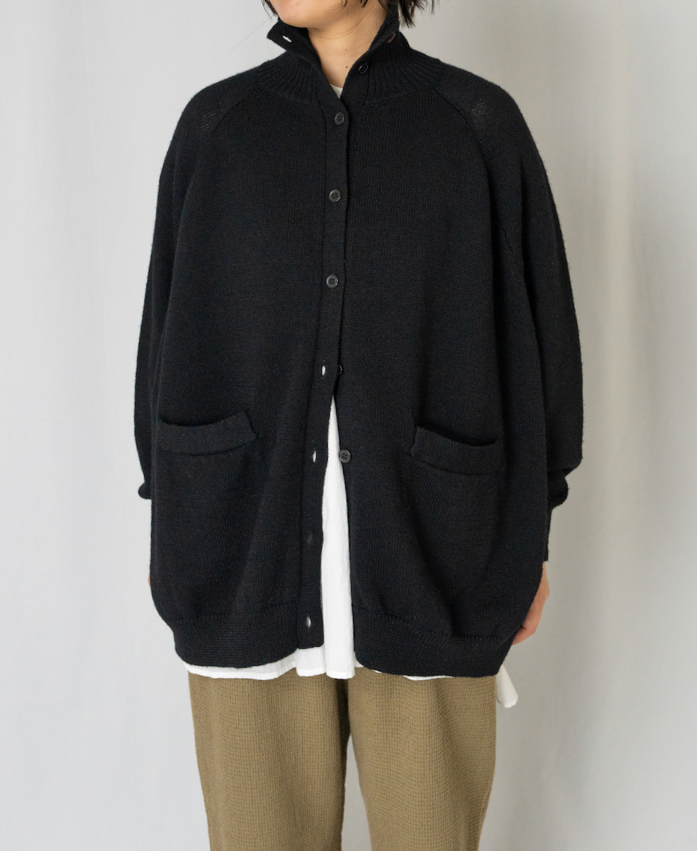 GNSL23801 (カーディガン) 7GG 2PLY PLAIN STITCH COTSWOLDS TURTLE NECK BUTTON CARDIGAN