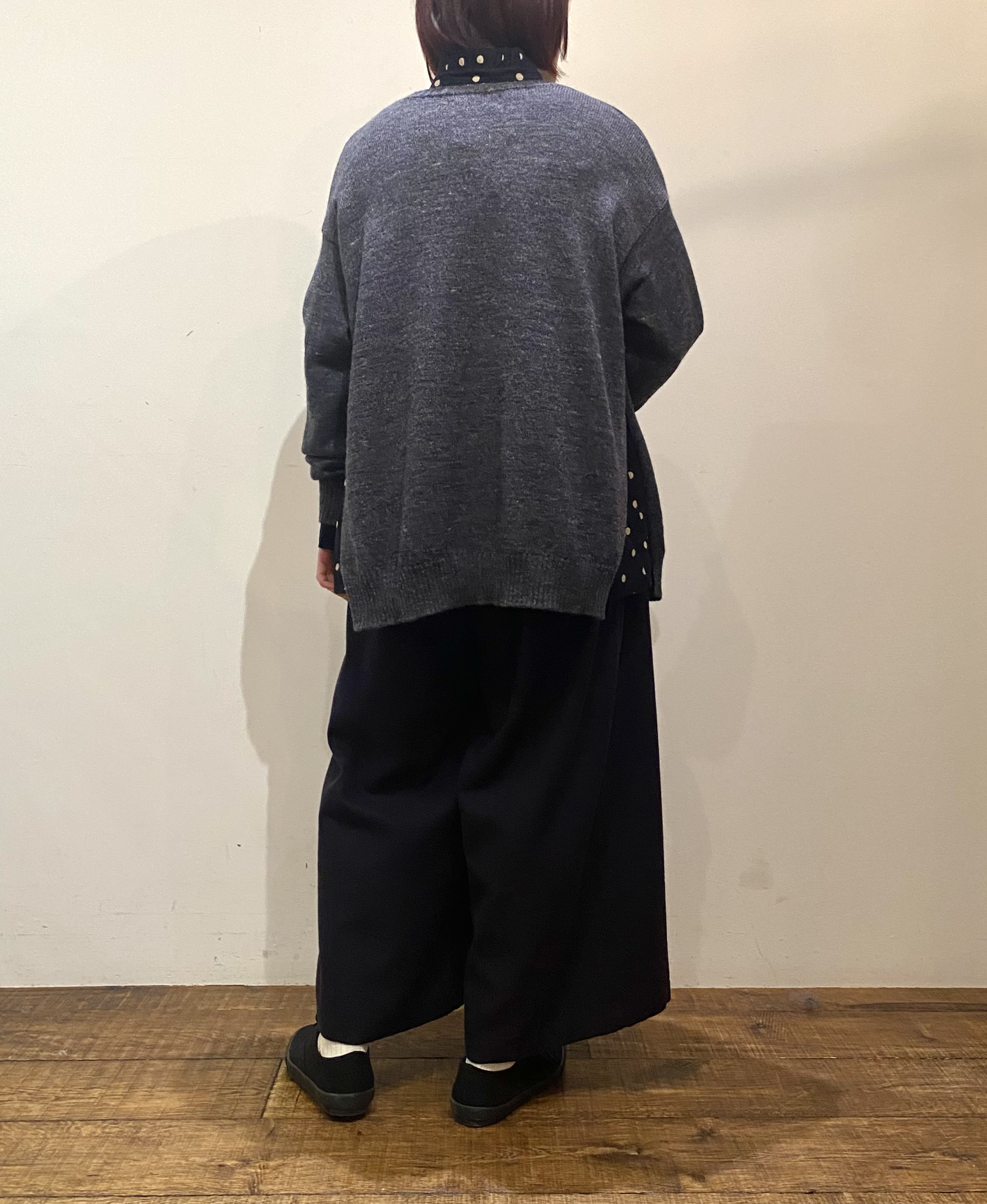 GNSL24521(ニット) 7GG 1PLY SHETLAND WOOL/LINEN CREW-NECK SIDE SLIT PULLOVER